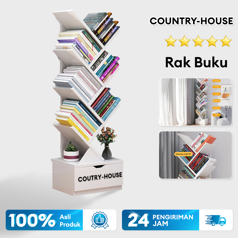 Jual COUNTRY-HOUSE Rak Buku 8 Susun Dengan Laci Minimalis Rak Serbaguna ...