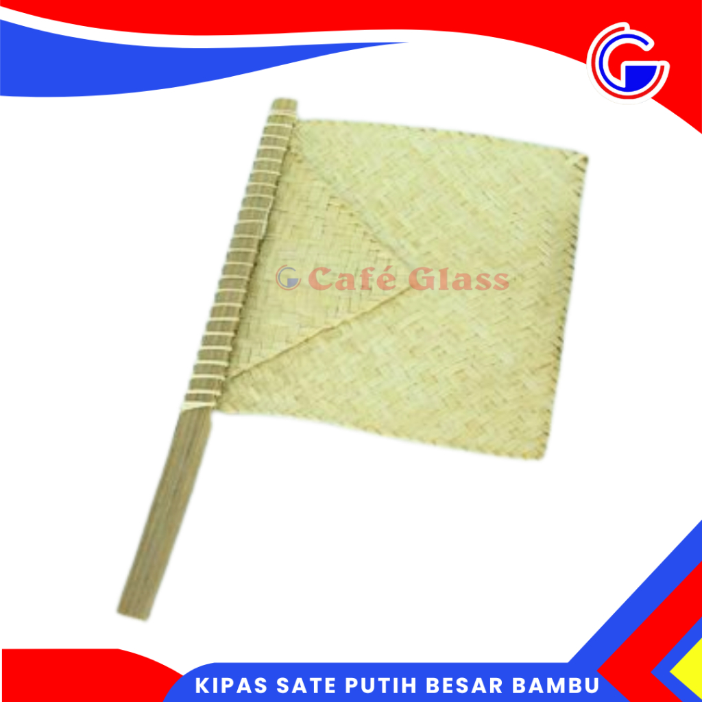 Kipas Sate Anyam Bambu - Kipas Bakar Sate Besar - Kipas Sate Putih Besar Bambu