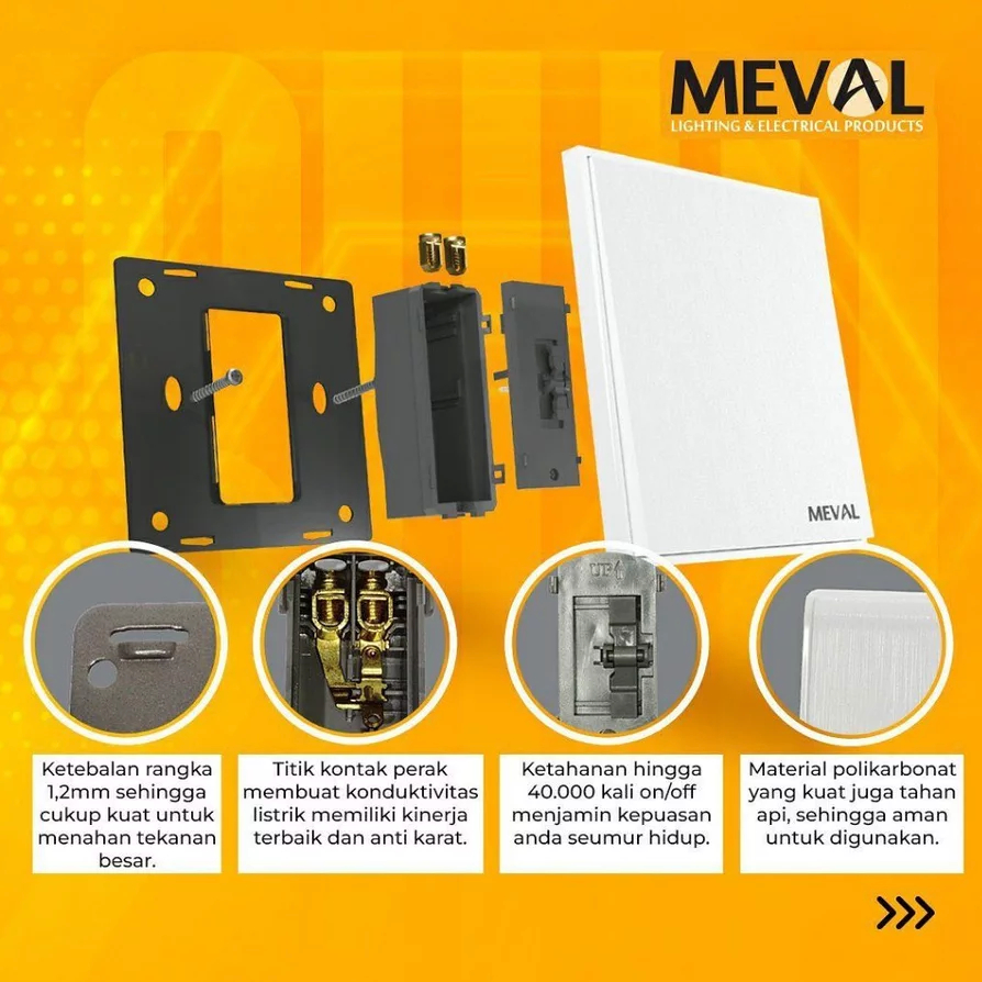 Jual MEVAL Stop Kontak Saklar dan Soket Minimalist - White Basic ...