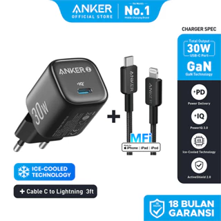 Anker 20W 30W Wall Charger Adaptor GaN USB Type C Lightning MFi Fast Charging PD for iPhone 16 15 14 13 Samsung Ice-Cooled Kabel 2 meter