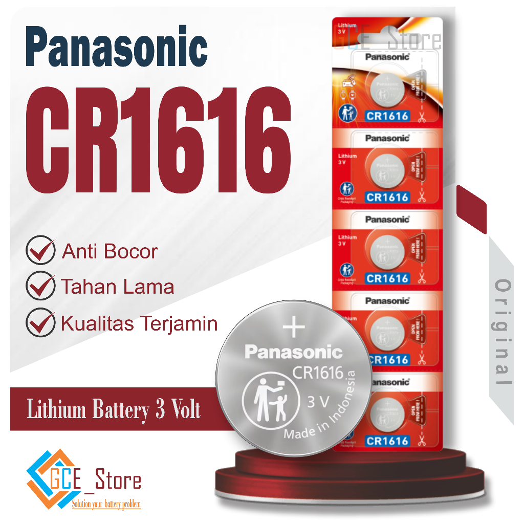 Jual Baterai CR1616 Original Panasonic Lithium Batrai CR 1616 3 Volt ...