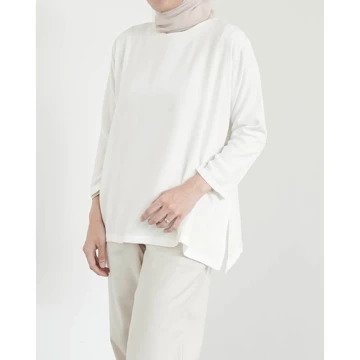 MISTYVORI Tiva Blouse Wanita Lengan Panjang Polos Anti Kusut Baju Atasan Kerja Hijab Casual