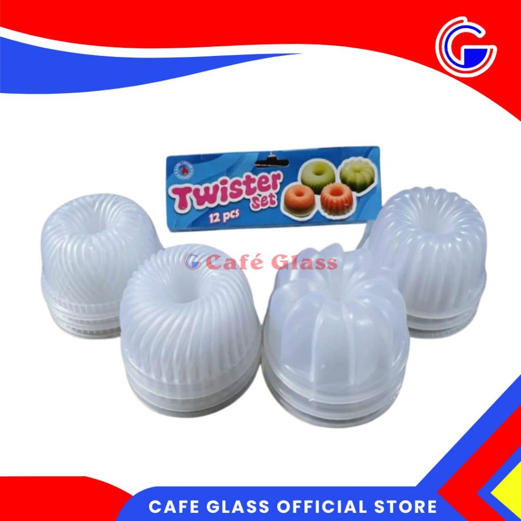 Cetakan Pudding Jelly I Cetakan Twister Set 12 Pcs - Cetakan Bolu Ketan Hitam