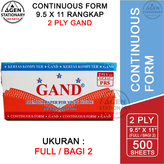 Jual KERTAS CONTINUOUS FORM GAND 9.5 X 11 2 PLY FULL BAGI 2 FAKTUR ...