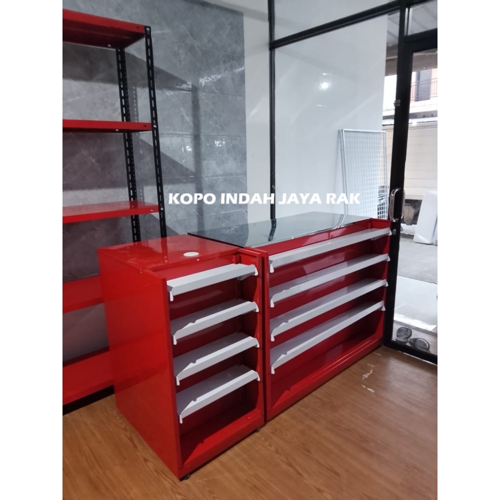 Jual Meja Kasir Lurus & L minimarket | Rak Backwall Rokok / Etalase ...
