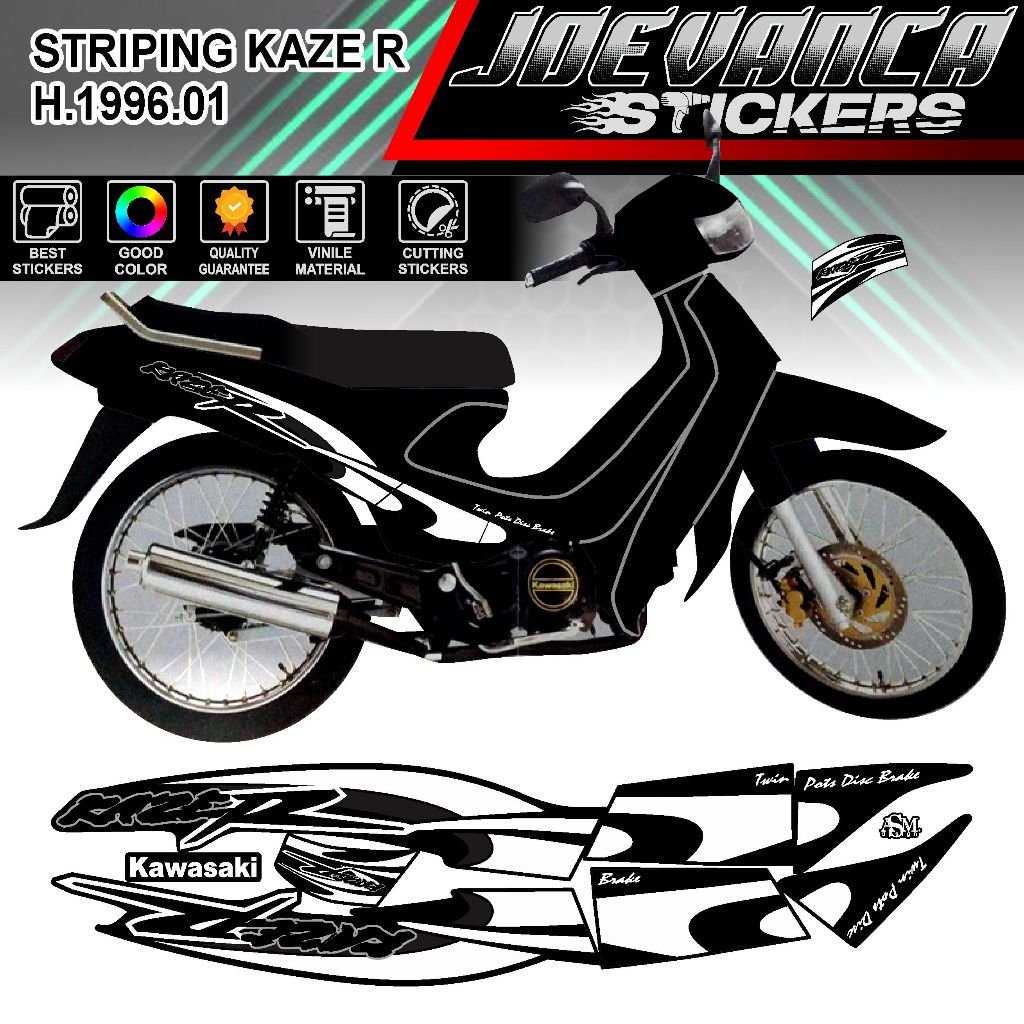 Jual Striping Stiker Motor Kawasaki Kaze R-H 1996 custome | Shopee ...