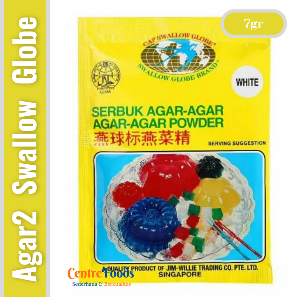 Jual Tepung Agar-Agar Powder - Agar Agar SWALLOW GLOBE | Putih - 7gr ...