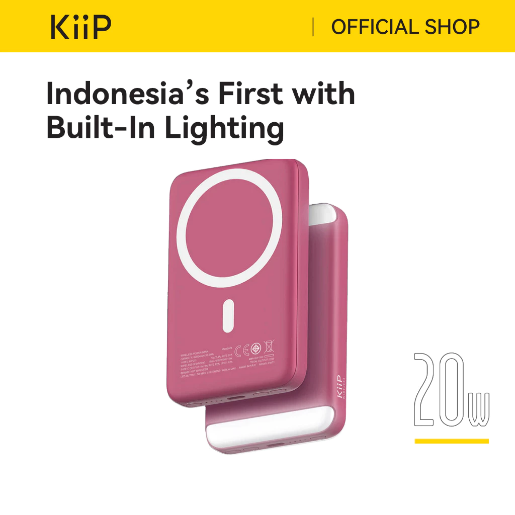 KiiP Wireless EW71 Powerbank Dual Magnetic Fill Light Fast Charge 20W