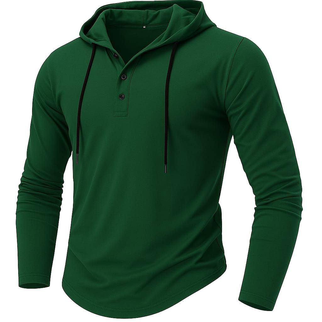 Jual baju kaos hoodie polos model kancing lengan panjang pria bertopi