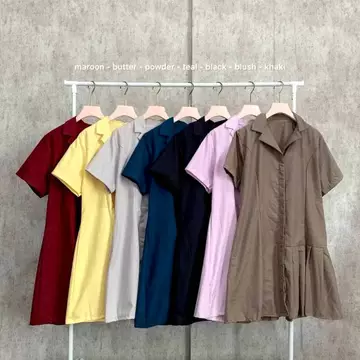 GIEVI Yossie Dress Gaun Wanita Kasual Simple Busui Friendly Bahan Katun Selutut