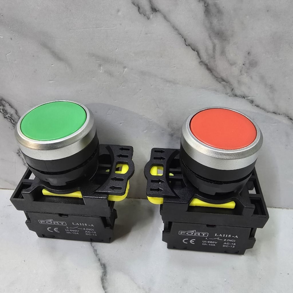 Jual PUSH BUTTON LA115-A5-01 22mm 220Vac RED GREEN YELLOW FLUSH HEAD ...