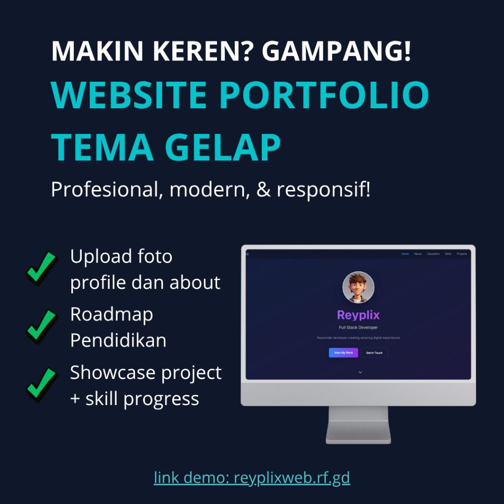 Website Portfolio Tema Gelap Profesional + Dashboard Admin | Elegan & Responsif!