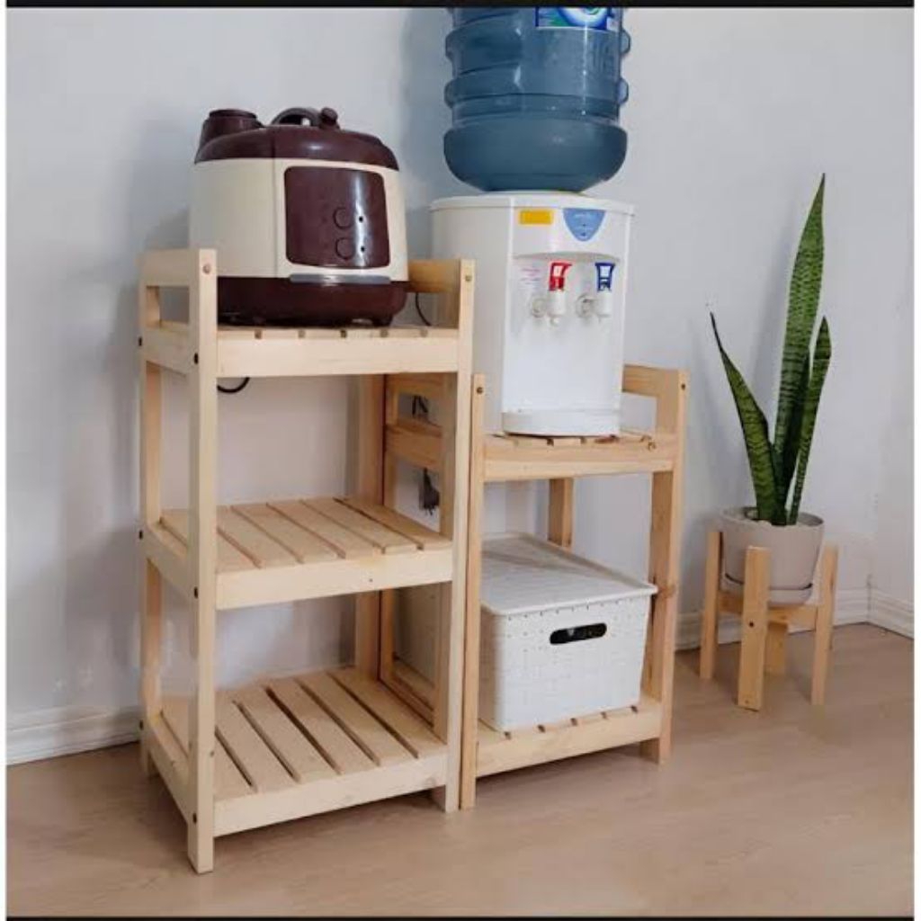 Jual Wooden Shelf 3 Susun Rak Kayu Serbaguna 3 Susun Rak Dispenser ...