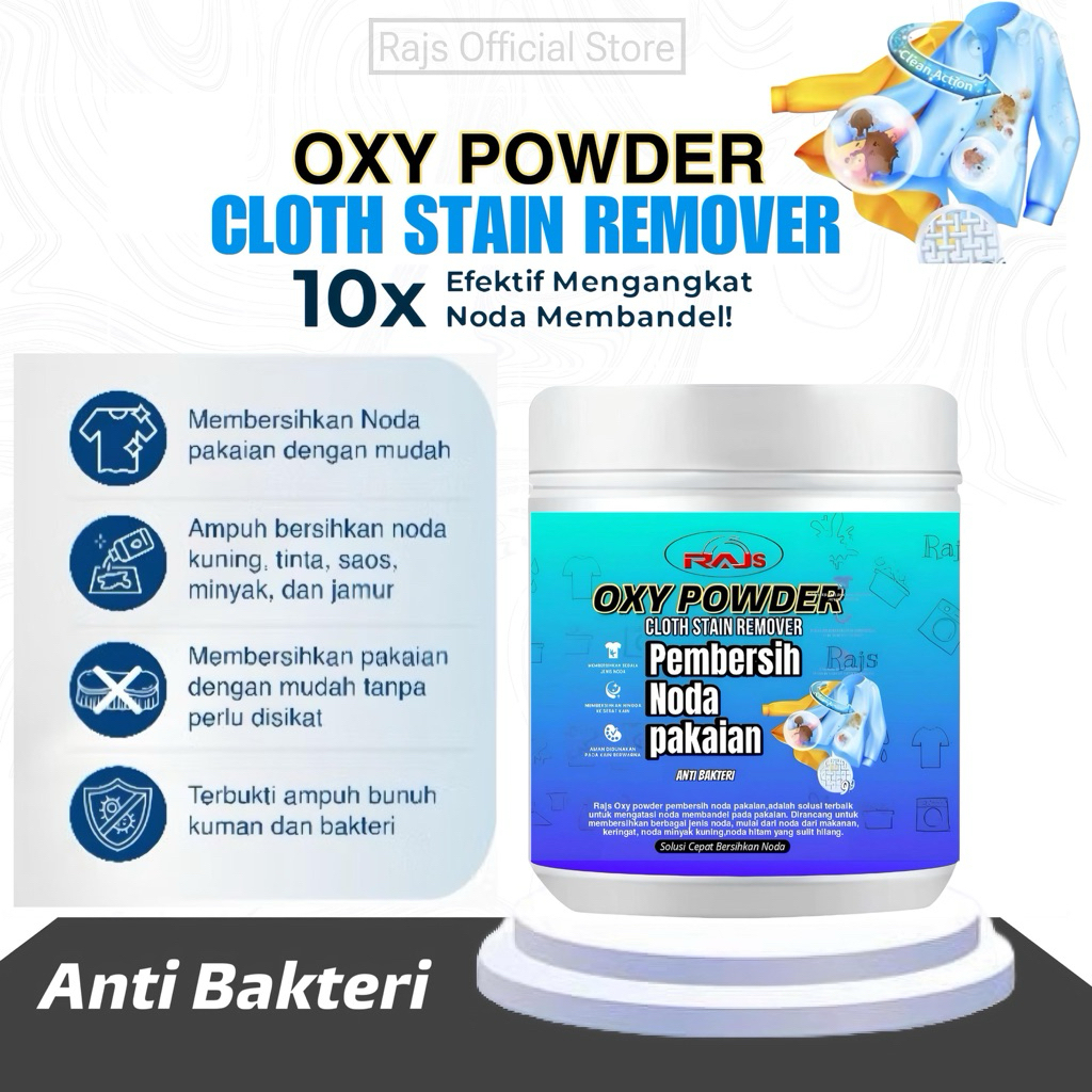 Jual Rajs Oxy powder penghilang jamur pakaian Cloth stain Remover ...