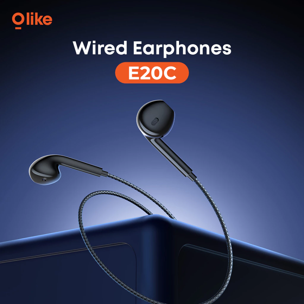 OLIKE Headset Cable E20C Type C 14mm Driver | Wired Earphone Stereo Bass Max Durable TPE Material | Half-Ear Kabel With HD Audio