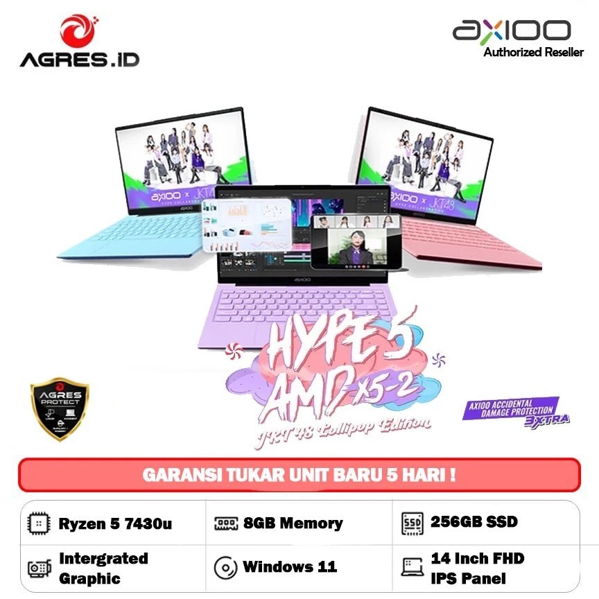 Jual AXIOO HYPE 5 AMD X5-2 LOLLIPOP RYZEN 5 7430 8GB 256GB W11 14.0FHD ...