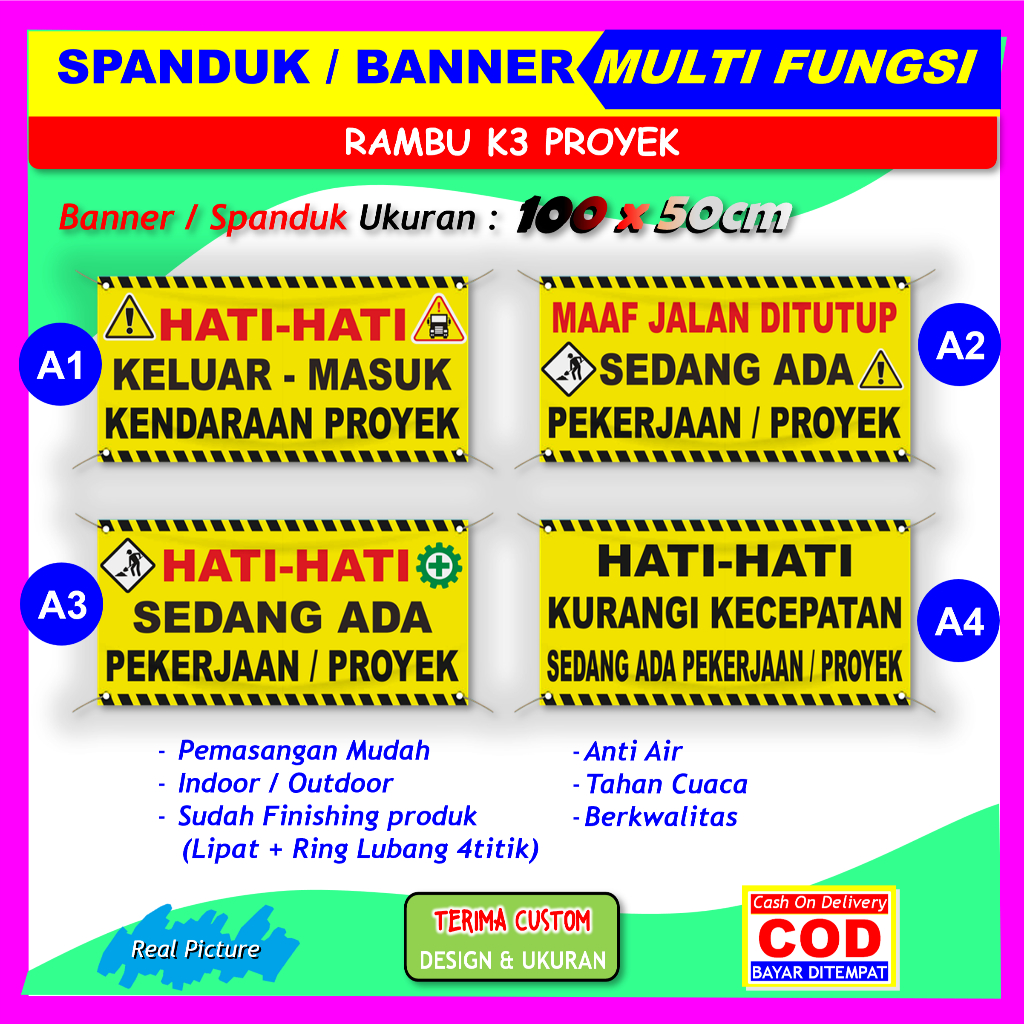 Jual Banner spanduk Rambu K3 proyek peringatan keamanan keselamatan ...