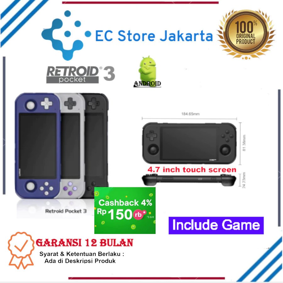 Jual Retroid Pocket 3 Handheld Retro Gaming Console System Retro ...