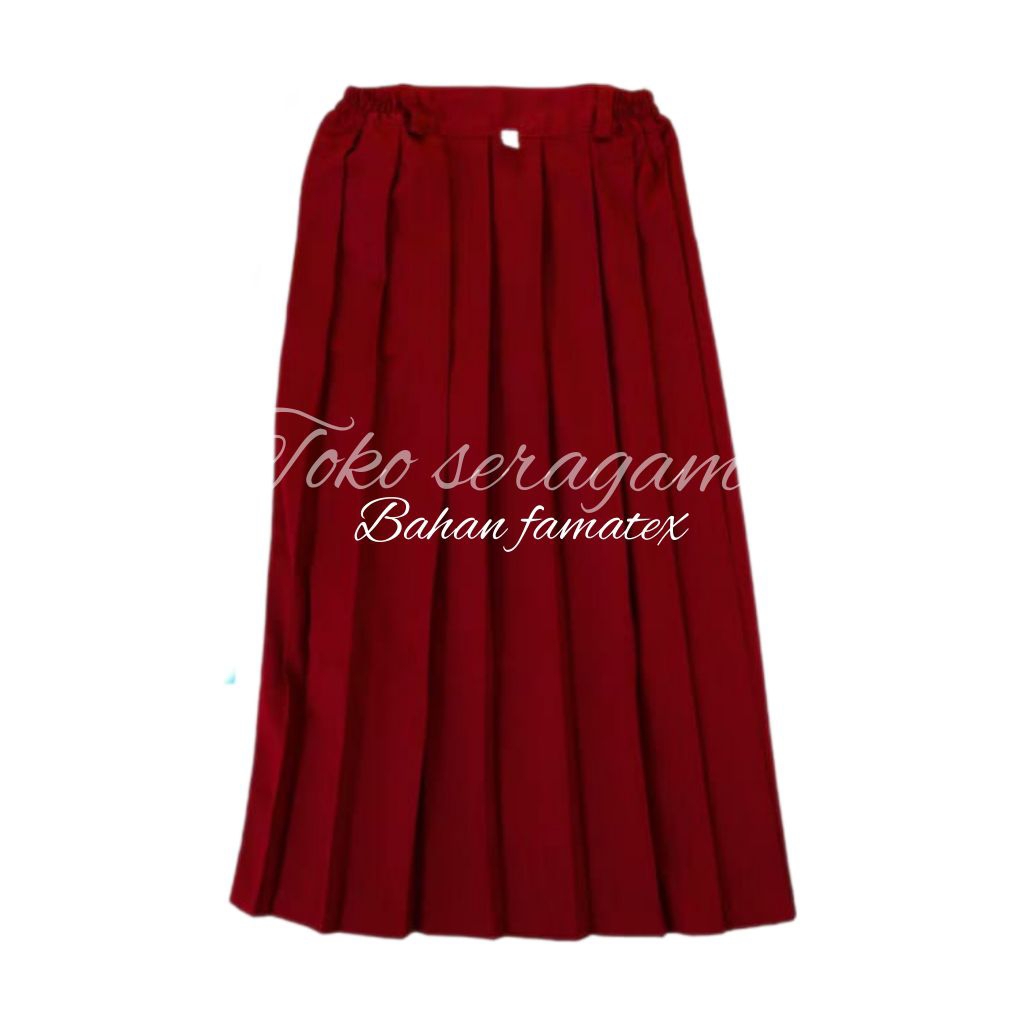 Jual Rok sekolah SD Rempel panjang karet merah size 24-L6/Rok seragam ...