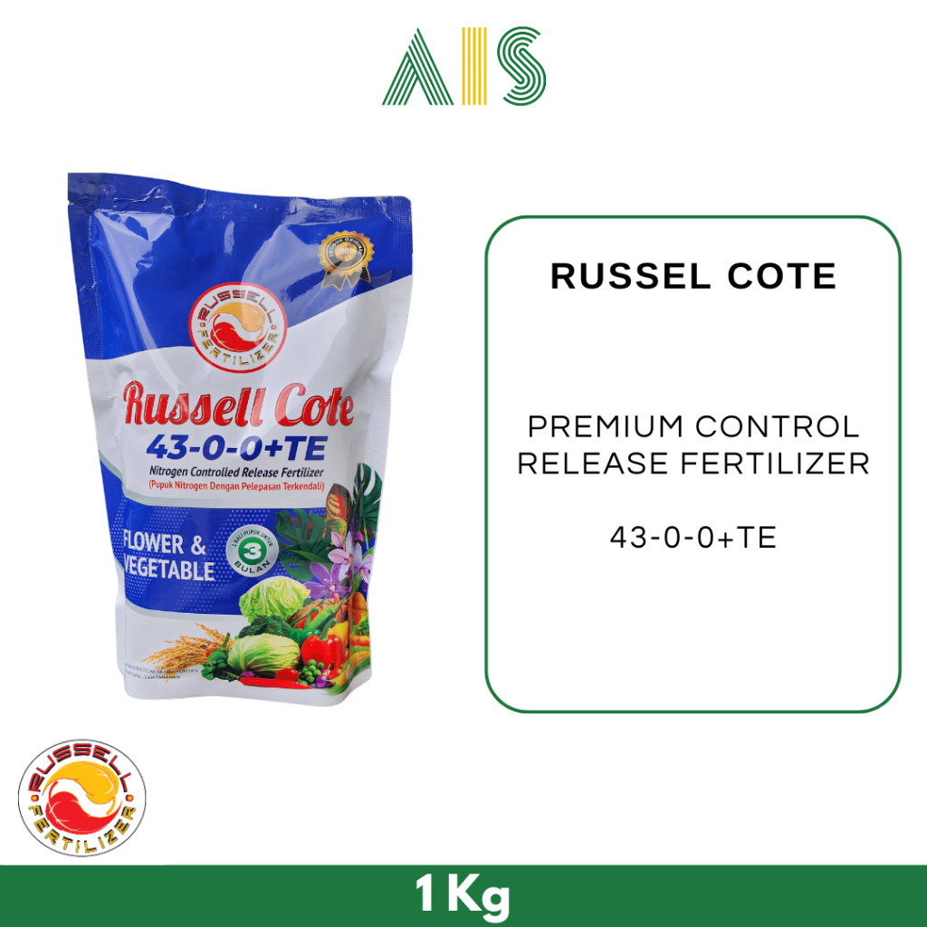 Russell Fertilizer Pupuk Nitrogen Slow Release 43-0-0 Butiran Putih 1Kg