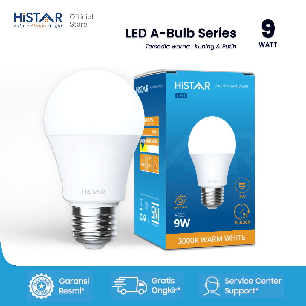 Jual HiSTAR Lampu Bohlam LED A-Bulb Series 9W 170-240V | Shopee Indonesia