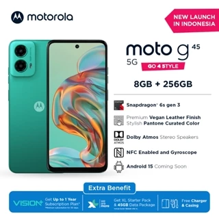 Motorola G45 5G 8/256GB - Up to 16GB Extended RAM - Snapdragon 6s Gen 3 - 6.5 inch Screen Size - Gorilla Glass 3 - 120Hz - 50MP Main Camera - 16MP Selfie Camera - 5000mAh - NFC - Dolby Atmos Stereo Speaker - Bonus Charger 20W & Clear Case