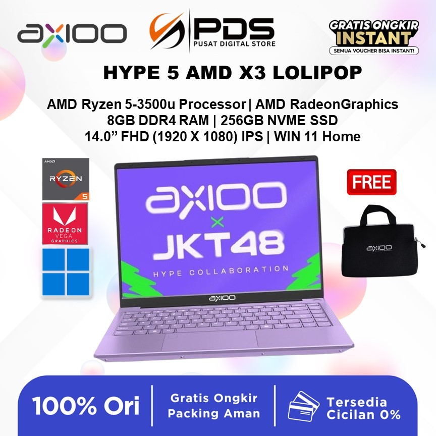 Jual AXIOO Hype 5 AMD X3 Lollipop AMD Ryzen 5-3500u Ram 8GB SSD 256GB ...