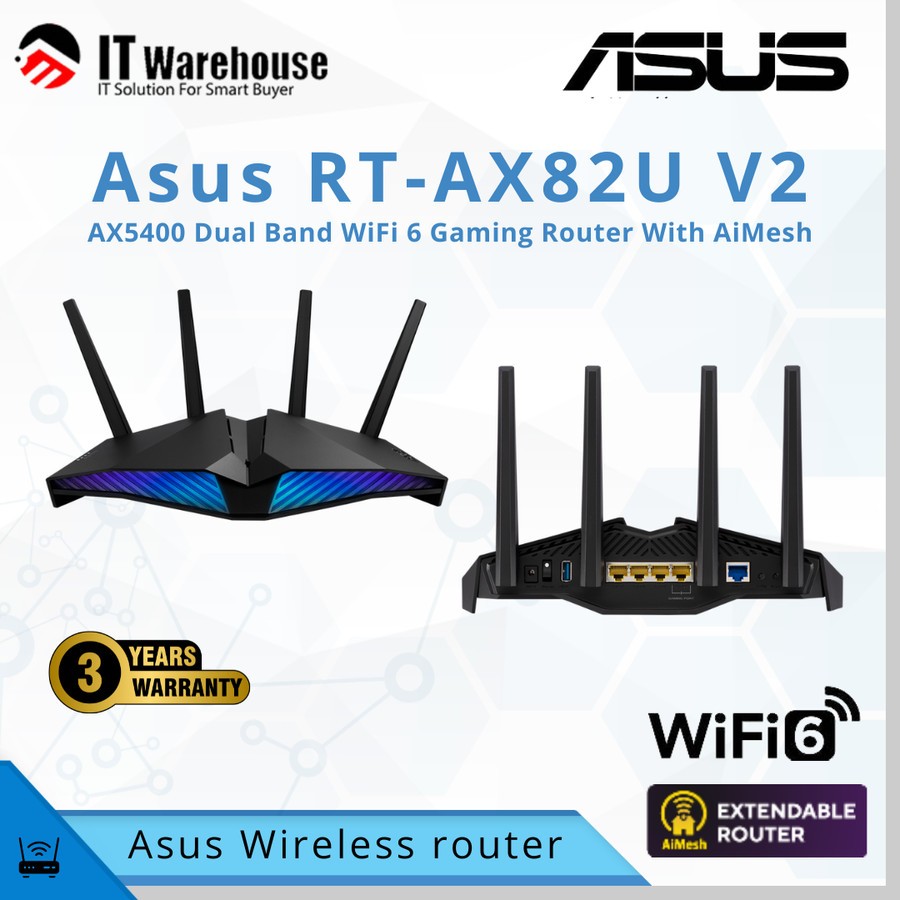 Jual ASUS RT-AX82U Dual Band WiFi 6 Utrafast Router Gaming with AiMesh ...