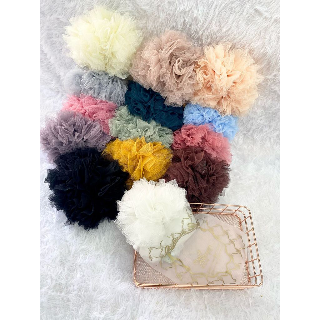 Jual CEPOLAN HIJAB / SCRUNCHIE TULLE ANTI PUSING | Shopee Indonesia