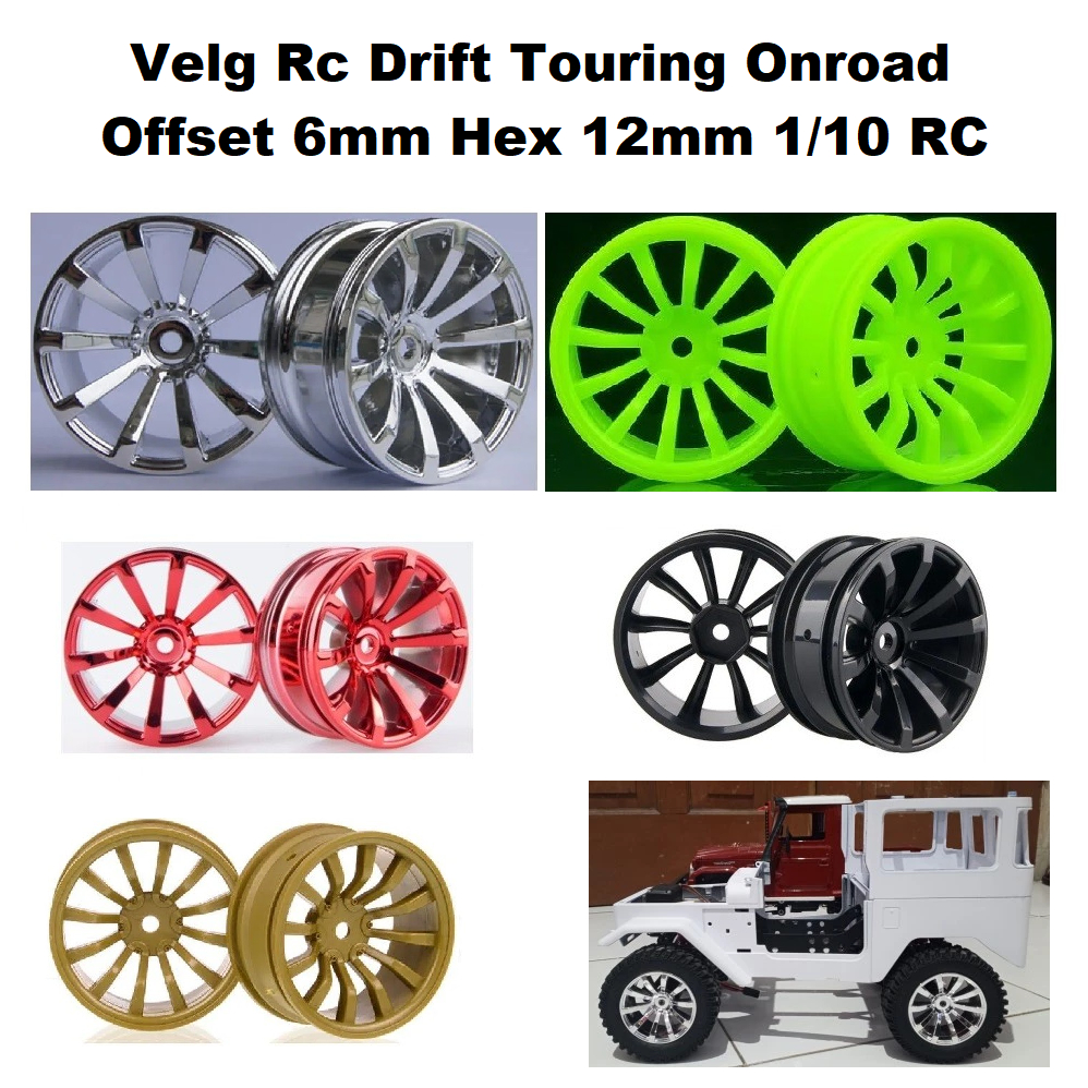 Jual Velg Rc Drift Touring Onroad Offset 6mm 10 spoke 1/10 Hex 12mm Rc ...