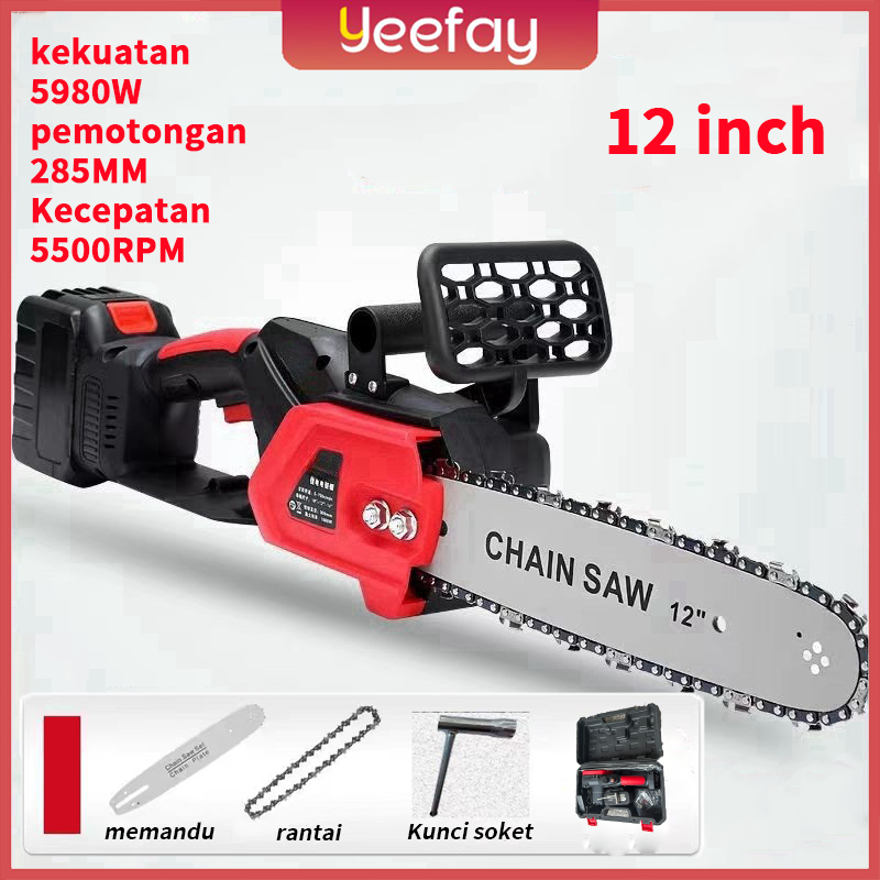 Jual ready stock Gergaji Listrik Rantai Brushless12 Inch Chainsaw tanpa ...