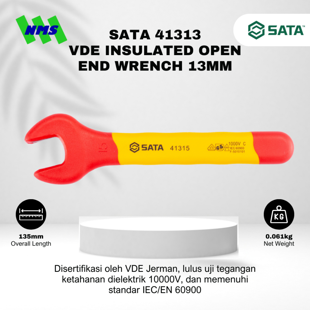 Jual Kunci Pas SATA 41313 VDE Insulated Open End Wrench 13mm Tahan ...