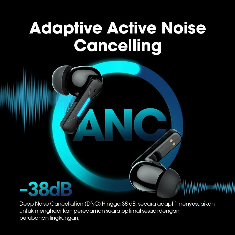 ACOME TWS Inpods AT07 Headset Earphone Bluetooth 5.4 RGB Support Gaming Mode IPX4 Waterproof Deep Noise Cancellation