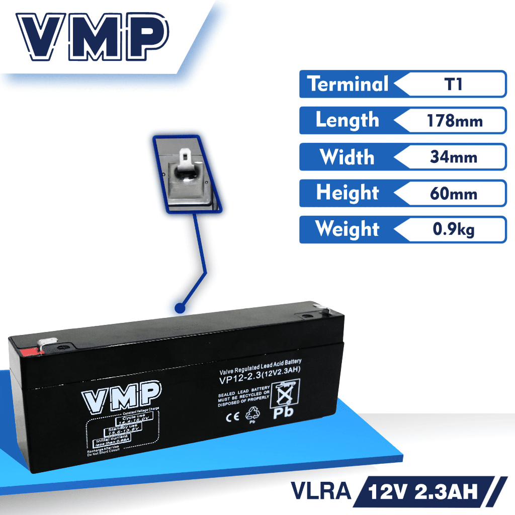 Aki Kering VMP 12V 2.3AH Baterai Timbangan VRLA Batere Aki Mainan PABX original bergaransi resmi