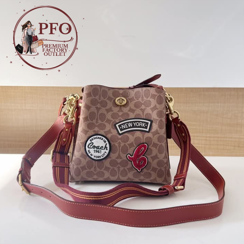 Jual Tas COÂCH C2745 Willow Shoulder Bag in Signature Canvas Tan Rust ...