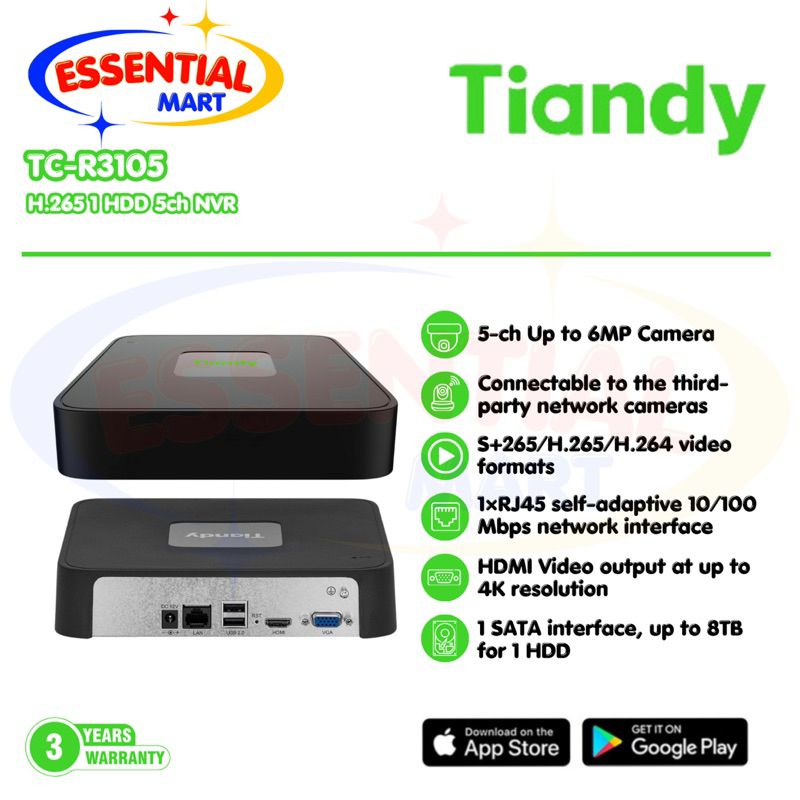Jual NVR 5CH Tiandy TC-R3105 Support Up To 6MP | Shopee Indonesia