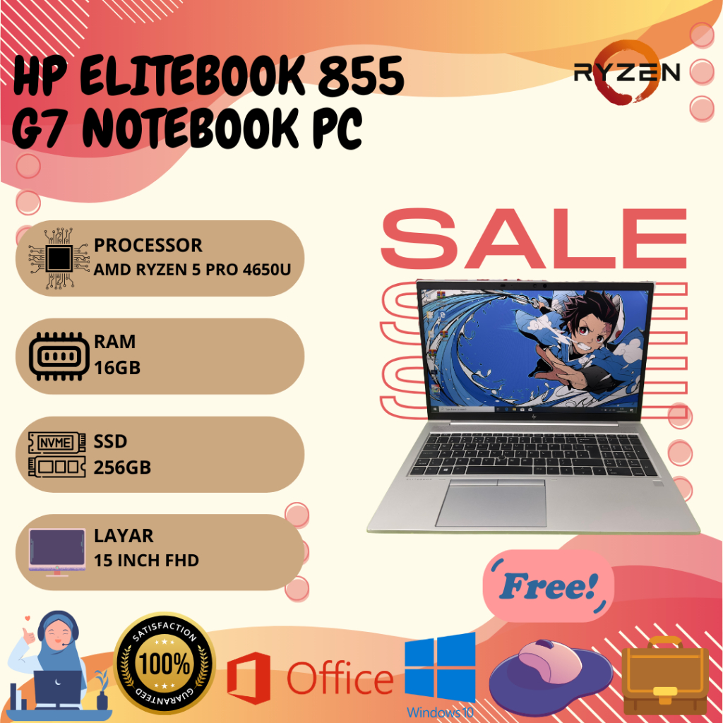 Jual HP EliteBook 855 G7 Notebook PC AMD Ryzen 5 Pro 4650U FHD Win 10 ...