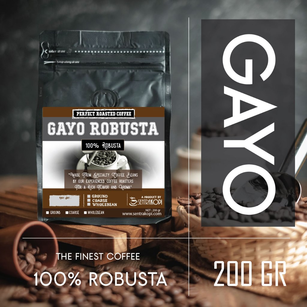 Jual Kopi Robusta Aceh Gayo 200 Gr - Biji / Bubuk - Sentra Kopi