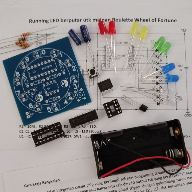 Jual Kit elektronika DIY Running LED Berputar Mainan Rolet Roulette ...