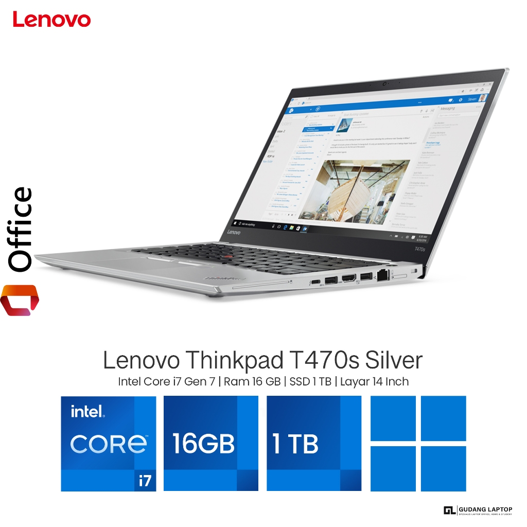 Jual Laptop Lenovo Thinkpad T470s Silver Core i7 Gen 7 Ram 16 GB SSD 1 ...