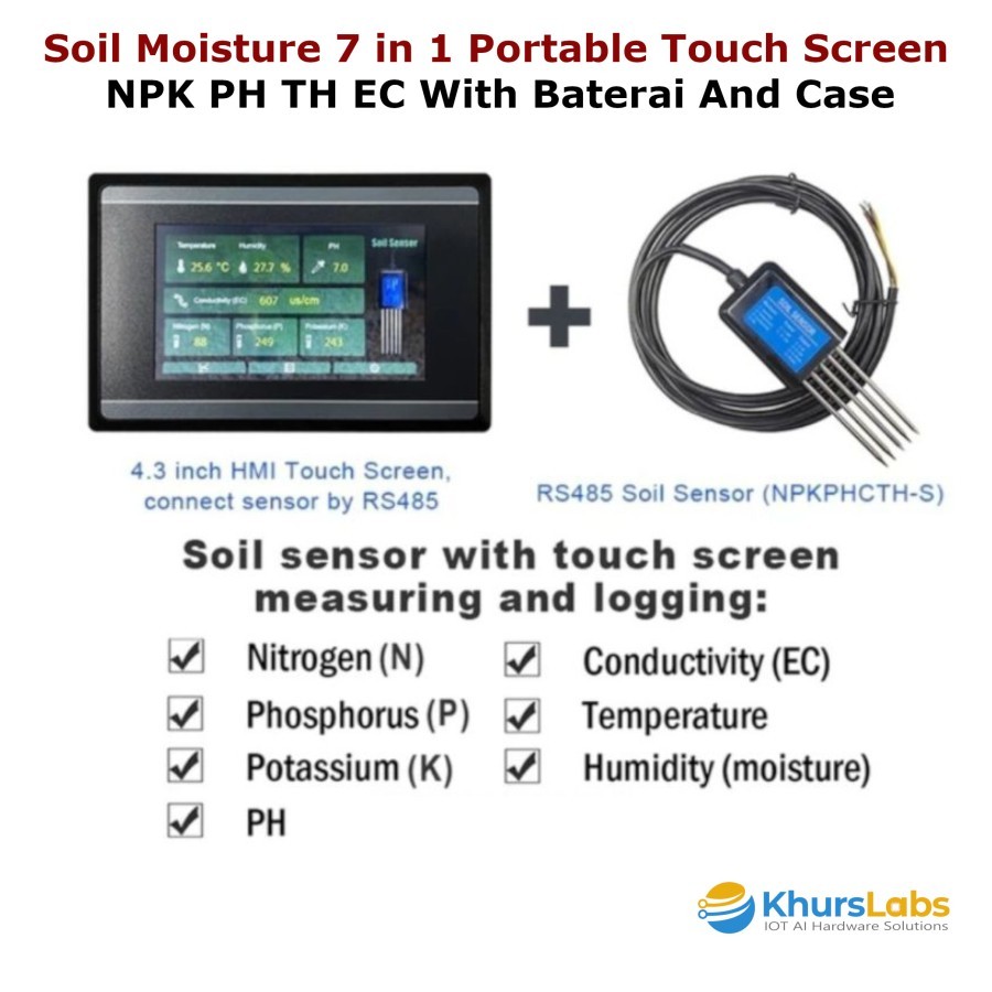 Jual Soil Moisture 7 in 1 Portable Temperature Humidity EC PH NPK ...