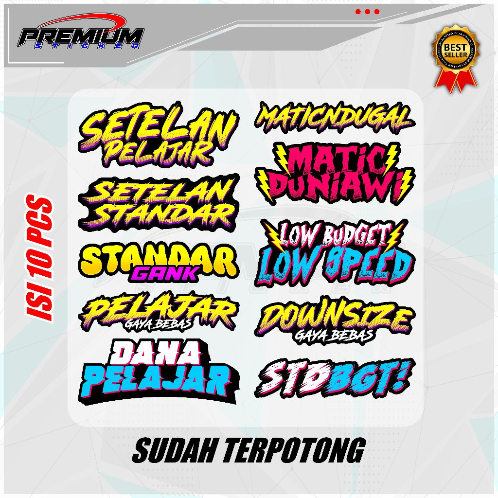 Jual PROMO STICKER 10 KATA KATA SETELAN PELAJAR / STIKER HELM / MOTOR