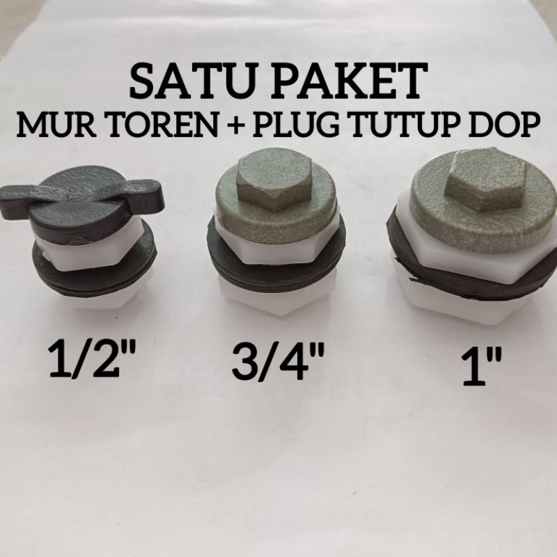 Jual [SATU PAKET] DRAT MUR TOREN + PLUG TUTUP DOP TOREN 1/2; 3/4 DAN 1 ...