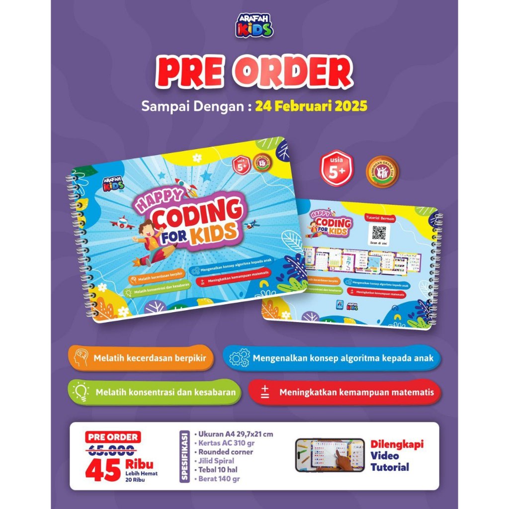 Jual Happy Coding For Kids - Arafah Kids Buku Coding Untuk Anak TK SD ...