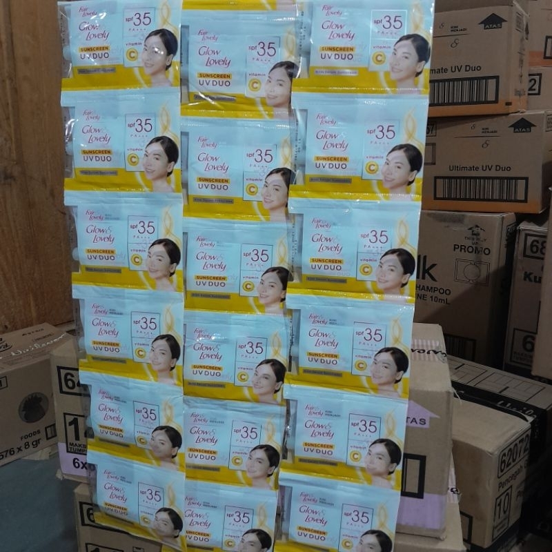 Jual cream glowing lovely sunscreen kuning 1 pcs/1 sachet | Shopee ...
