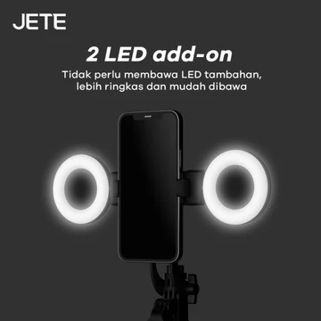 JETE Tripod Bluetooth H15 Portable Tongsis Selfie Stick 1.8m With Ring Light Postel Wireless