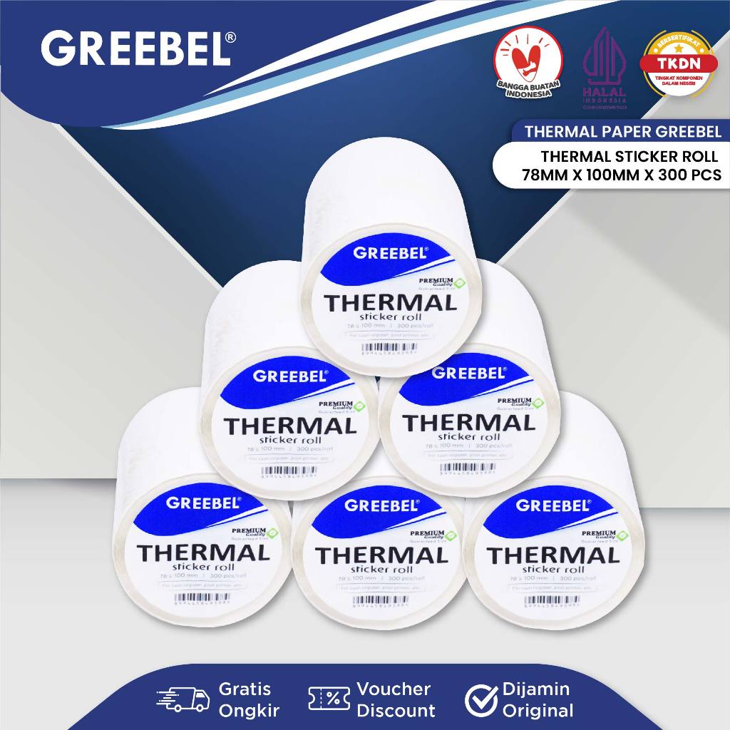 Jual GREEBEL Kertas Resi Paket / Thermal Roll Isi 300pcs 78x100mm ...