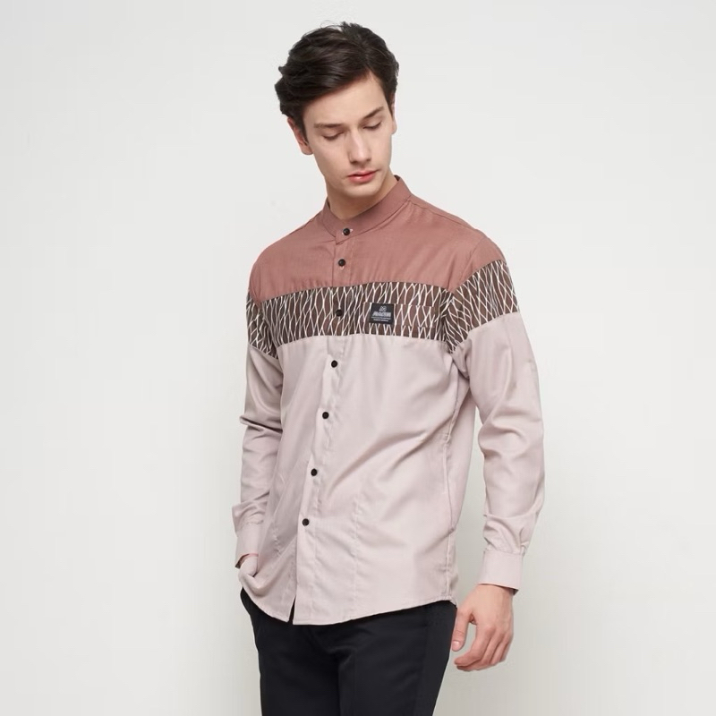 ABHA FASHION| Baju Koko Premium El Rumi Lengan Panjang Dewasa Motif SANDIKO Kombinasi Polos Batik