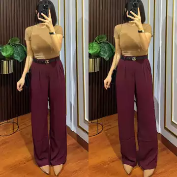 Celana Kulot Highwaist Pants Wanita Premium Bahan Tebal Hw Pants