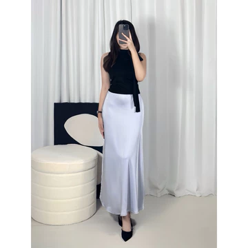 YNZ Savi Satin Skirt Rok Satin Silk Panjang Wanita Korean Style Flowy Maxi